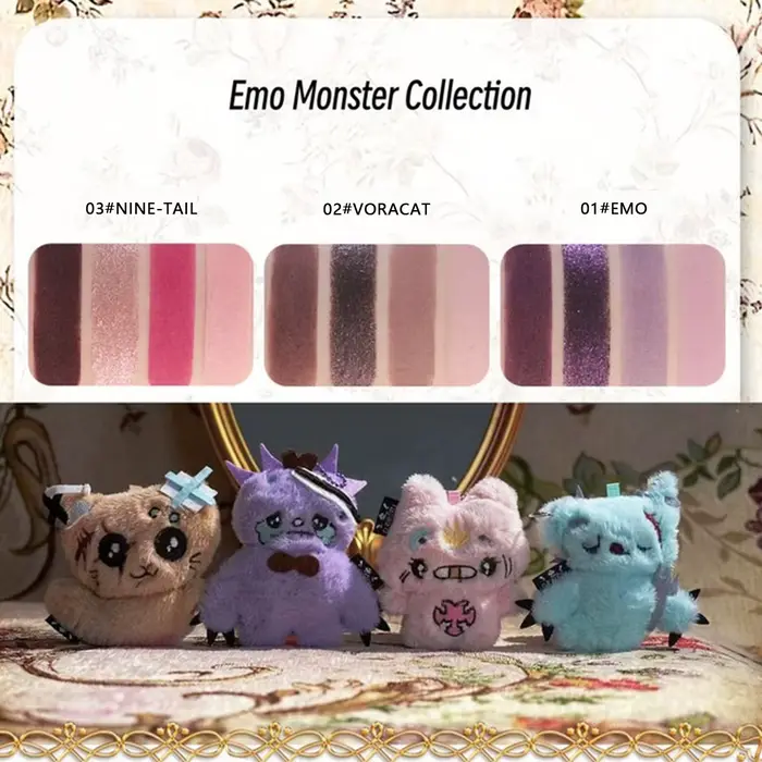 Palette de fards à paupières quatre couleurs Haggard Emo Monster Series, pigmentation longue durée, 
