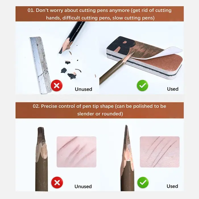 Taille-crayon professionnel pour sourcils, outil de ponçage en papier de verre, facile à utiliser, pour créer des pointes fines, outil de maquillage