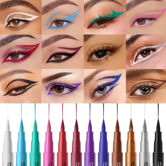 Crayon Eyeliner Liquide Blanc Mat 6 Couleurs Violet Foncé Rouge Maquillage Yeux Séchage Rapide Imperméable Longue Durée