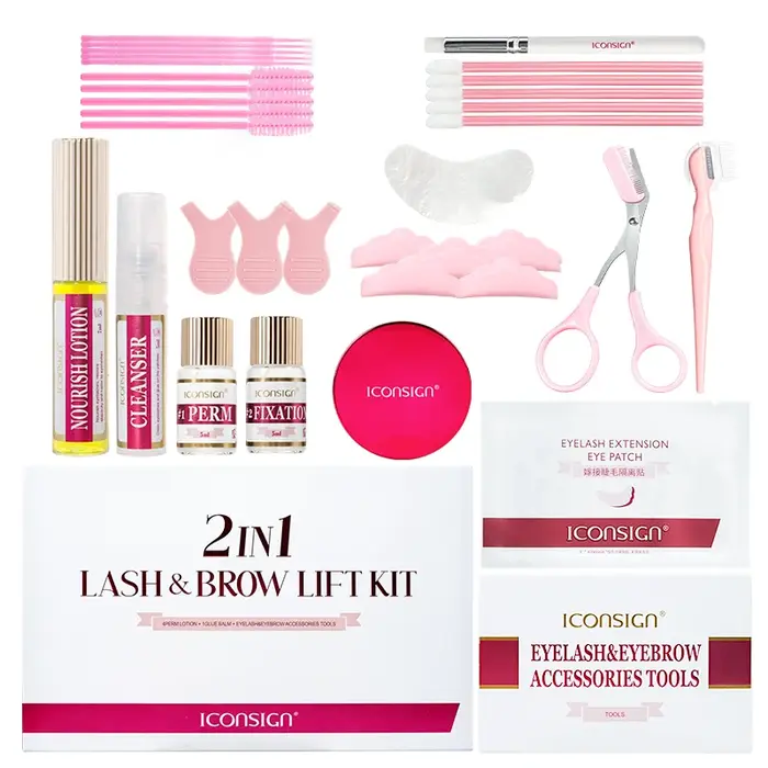 ICONSIGN 2IN1 professionnel rapide Perming cils et brun Kit de sauvetage durable 6-8 semaines Mascara levage