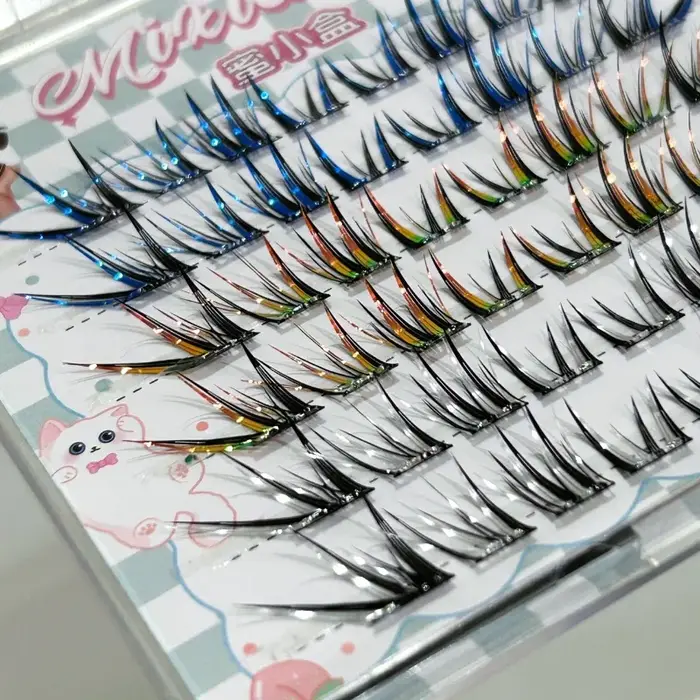 Cils Manga Colorés Inclinés Mixiaohe avec Queue Relevée et Allongée
