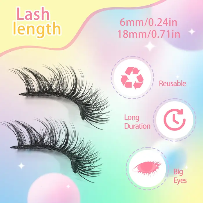 5 paires de faux cils longs naturels style croisé et style renard