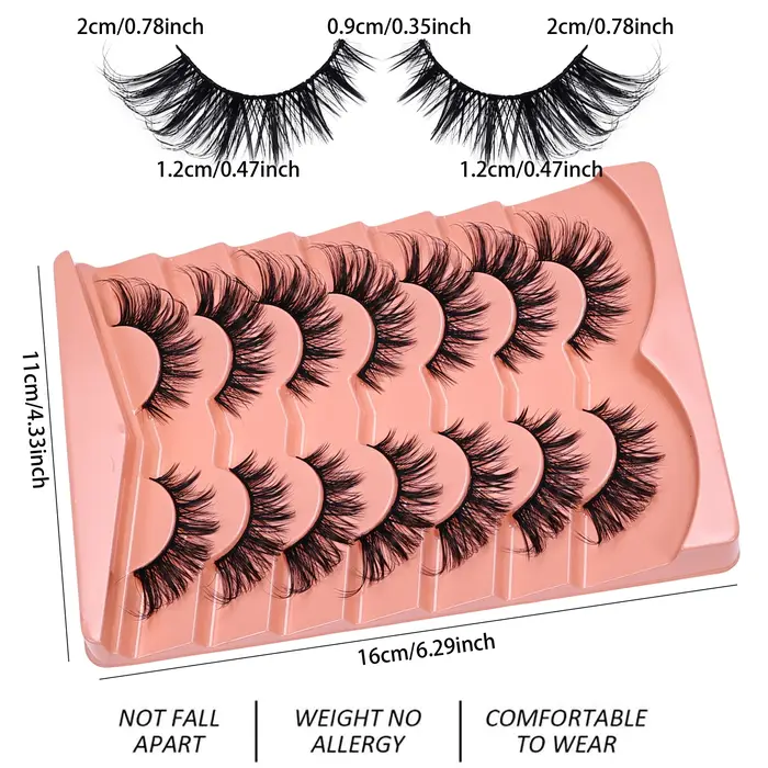 7 paires de faux cils 5D effet œil de chat