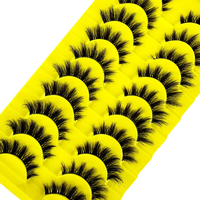 10 paires de Faux cils 6D Super moelleux et vaporeux