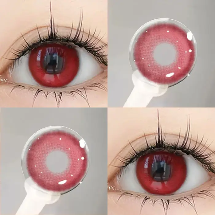 Lentilles de couleur naturelle pour les yeux, 2 pièces, lentilles de Contact de couleur annuelle pour les yeux, beauté rouge, mode, lentilles d'animation de grand diamètre, cosmétiques
