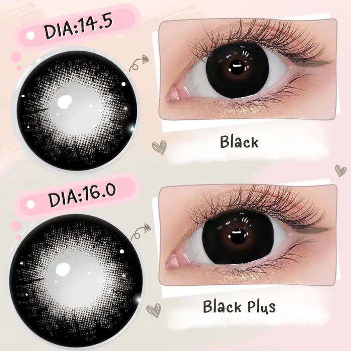 (0.00~-6.00) MAGISTER Lentilles de contact graduées à effet agrandissant 16 mm avec dioptries Noir/Marron Cosmétiques