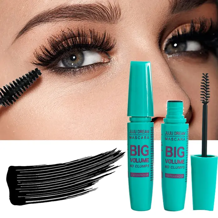 Mascara noir épaississant - Formule de fibre longue durée, volumisante avec 360 ° Mascara en fibre