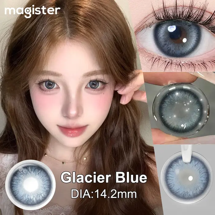 MAGISTER Série Bleue Lentilles de Contact Colorées Iris Bioniques pour des Yeux Plus Expressifs Adaptées au Maquillage Coréen 14.2-14.5mm 6 Mois