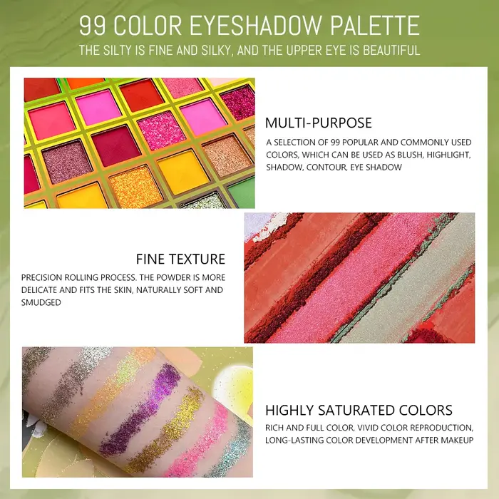 Plaque de maquillage pour les yeux arc-en-ciel 99 couleurs