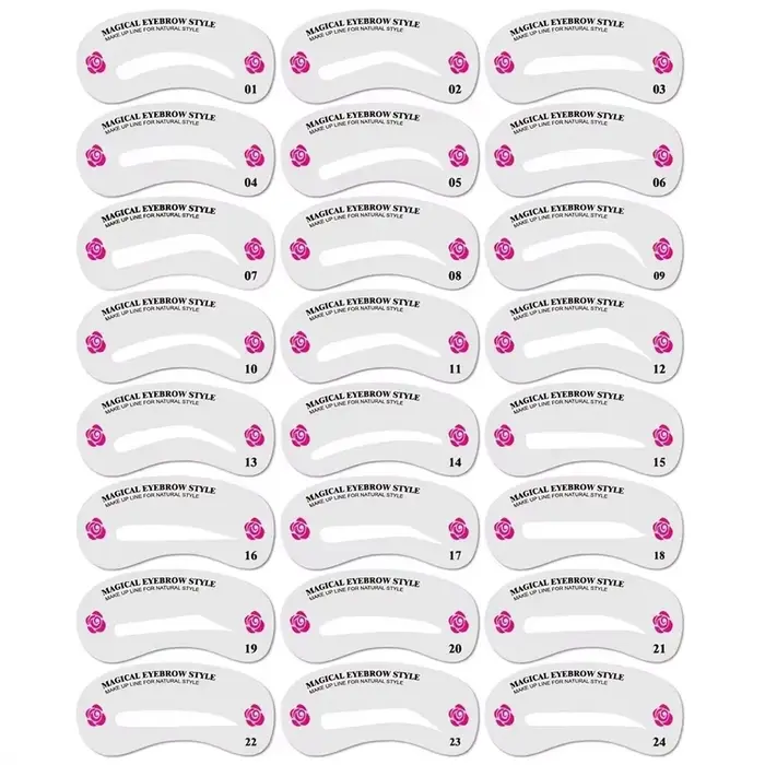 24 Styles de modèles de sourcils, moule de mise en forme des sourcils, ensemble de beauté, ensemble 