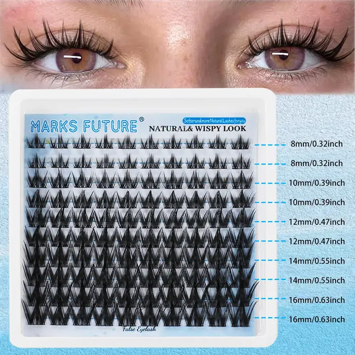 Cils artificiels incurvés en C de 8 à 16 mm