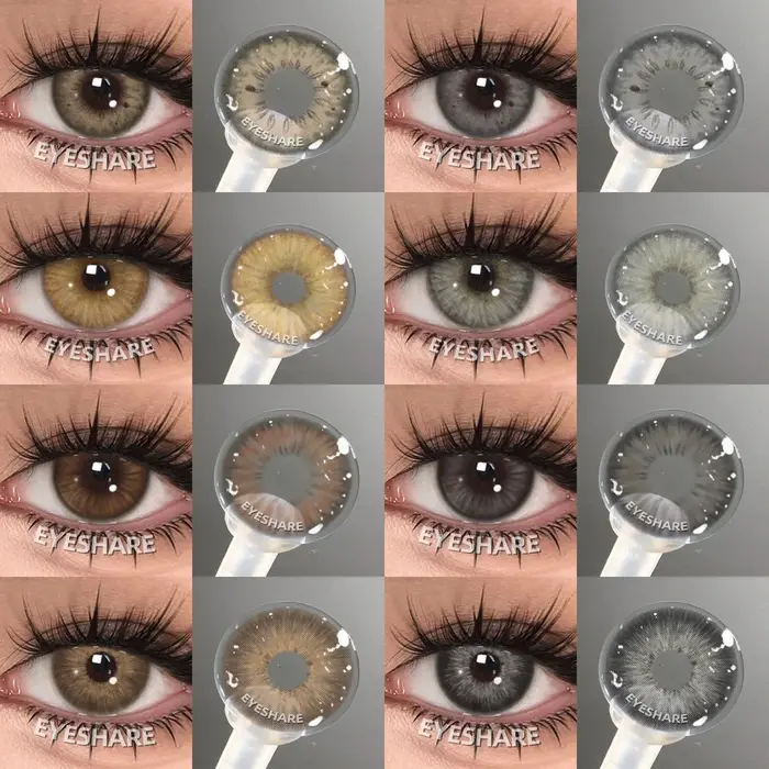 EYESHARE Lentilles de contact colorées populaires gris brun naturel