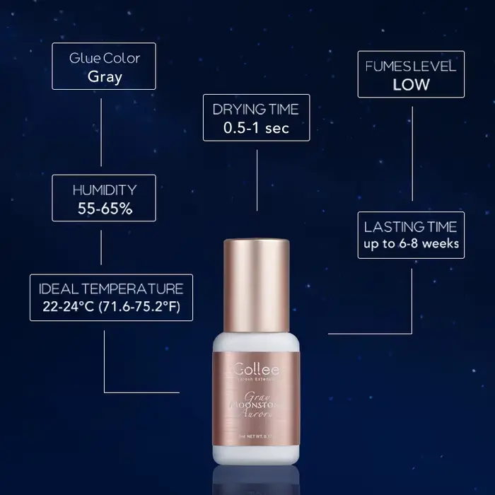 Gollee nouveau gris sans trace 0.5-1s colle d'extension de cils hypoallergénique colle adhésive de c