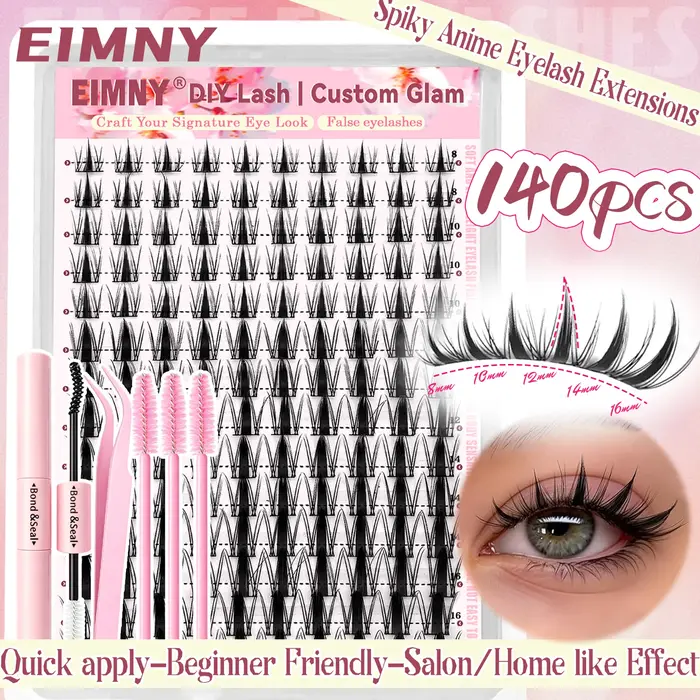 EIMNY 140PCS Little Hare Manga Cluster Lash Set, idéal pour les débutants pour un pose rapide en DIY