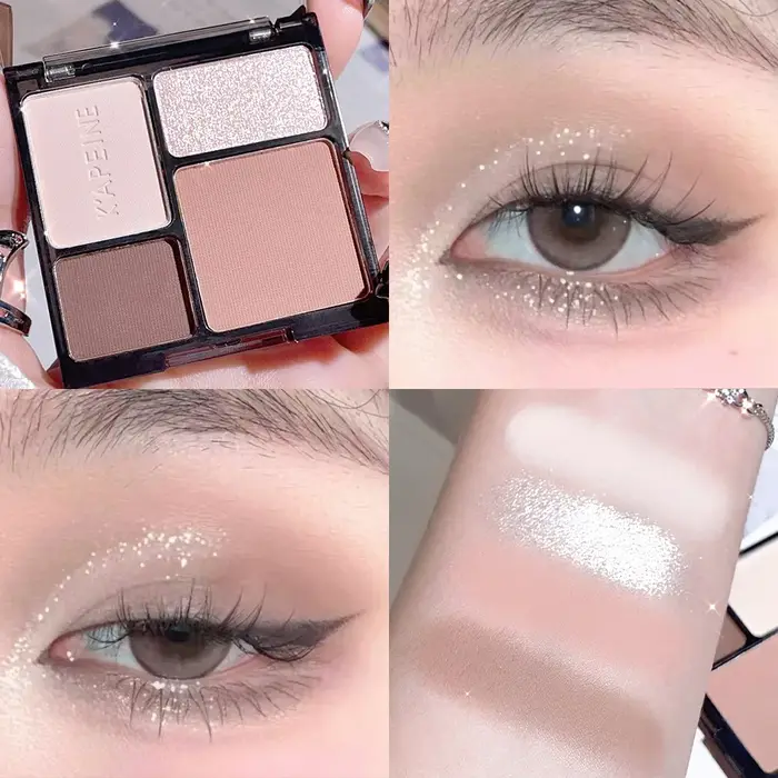 4 couleurs Cool fumé bleu fard à paupières plaque brillant mat rose violet nu ombre à paupières Pale
