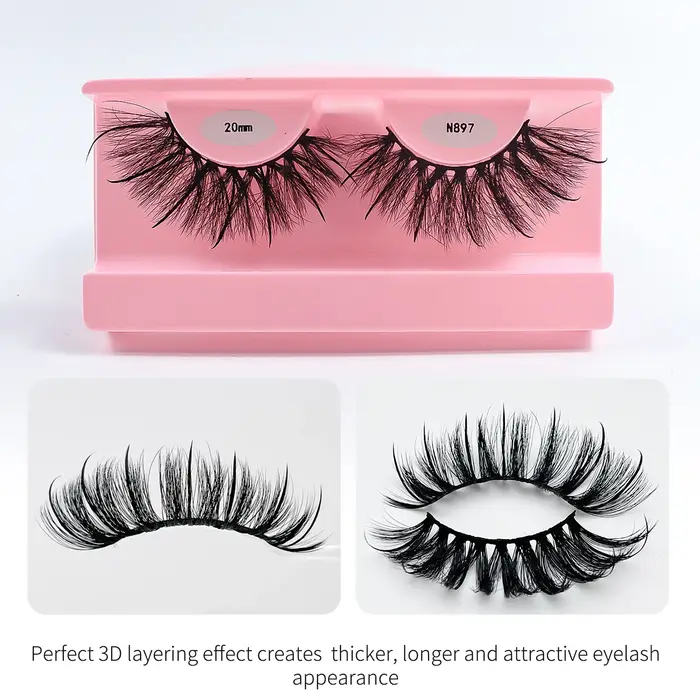 REDSIREN Faux cils en vison pointes vaporeux épais naturel pleine bande