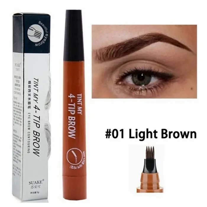 Crayon à sourcils imperméable à 4 points pour femmes, maquillage liquide, longue durée, cosmétique, 
