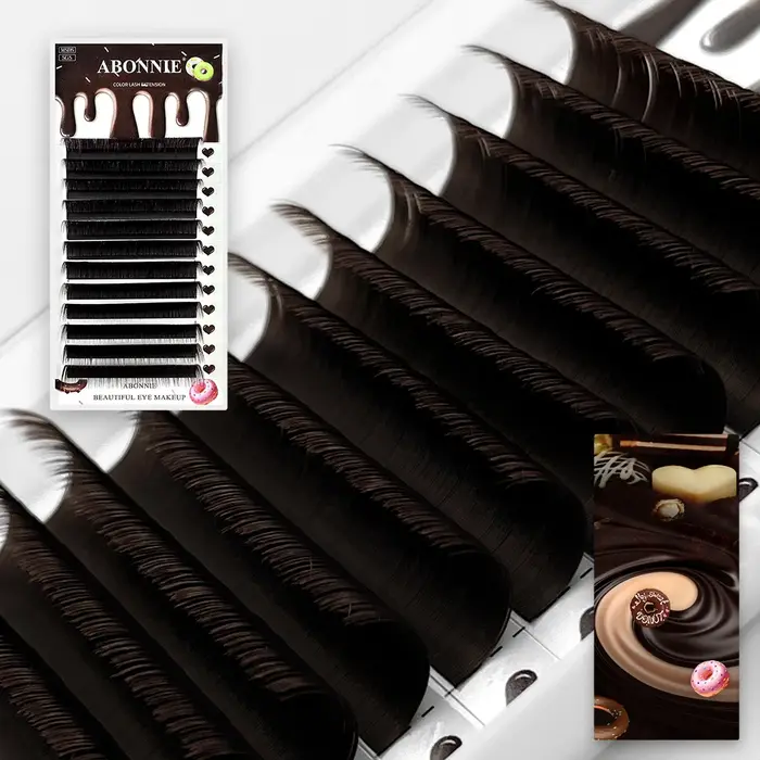 ABONNIE C CC D Curl Extensions de cils marron naturel cachemire doux classique brun foncé