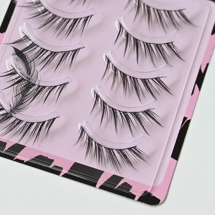 5 paires de faux cils effet œil de chat/renard 11-13mm 3D vaporeux d'apparence naturelle cils doux o