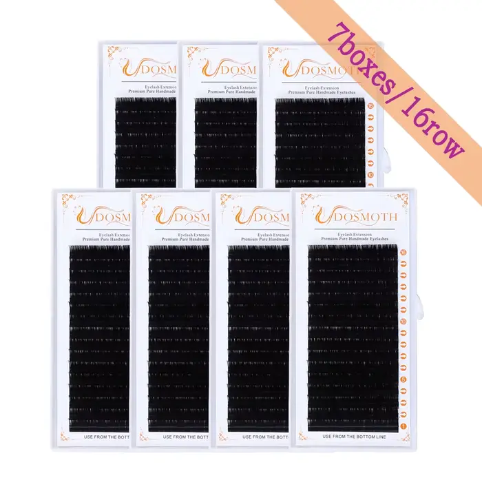 7 plateaux 16 rangées/étui extensions de cils de vison individuelles supples Extension de faux cils 