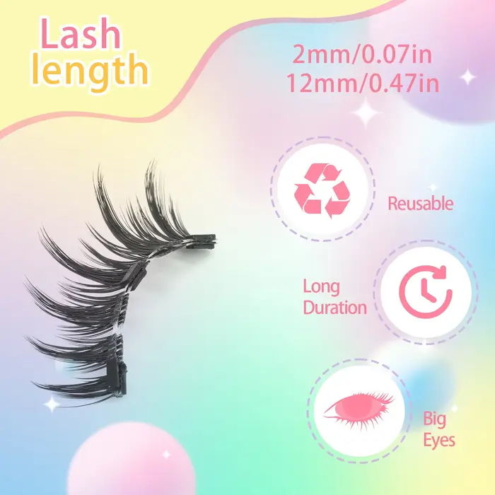 1 paire de faux cils magnétiques de style anime