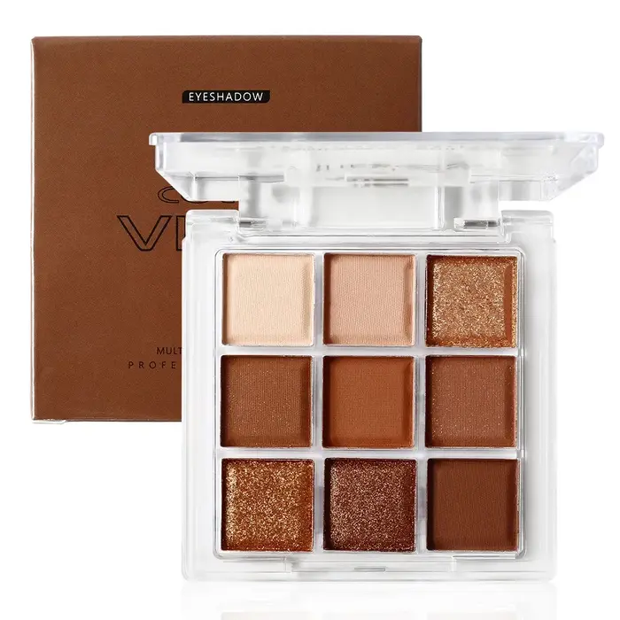 Palette de maquillage d'ombre à paupières rouge brune