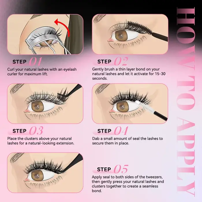 Extensions de cils uCoolMe Lashes Fairy Manga, 140 pièces, longue durée, imperméables, faciles à pos
