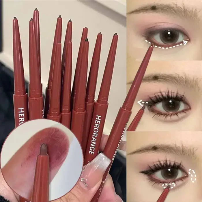 Crayon Eyeliner 12 Couleurs Rouge Vin Lisse Haute Pigmentation Mat Imperméable Aegyosal pour Effet Yeux de Soie Cosmétique