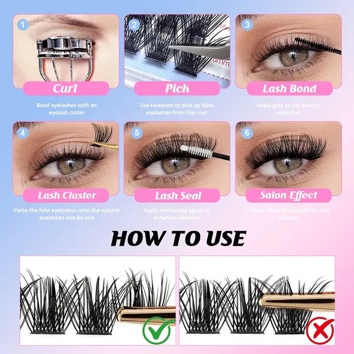 Super bon marché MASSCAKU Cils artificiels segmentés DIY faits à la main pour maquillage et cosplay, avec applicateur, produits de maquillage