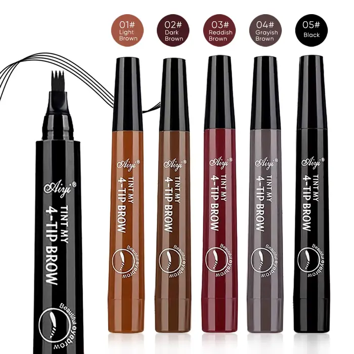 Stylo à sourcils étanche à 4 pointes fendues