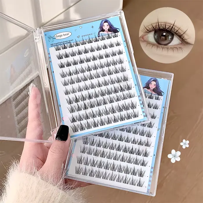 Gegebear grande capacité sans colle faux cils tournesol naturel épais C Curling cils segmentés adapt