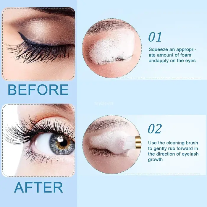 50/25 pièces dissolvant d'extension de cils avec ensemble de brosses à Mousse nettoyage