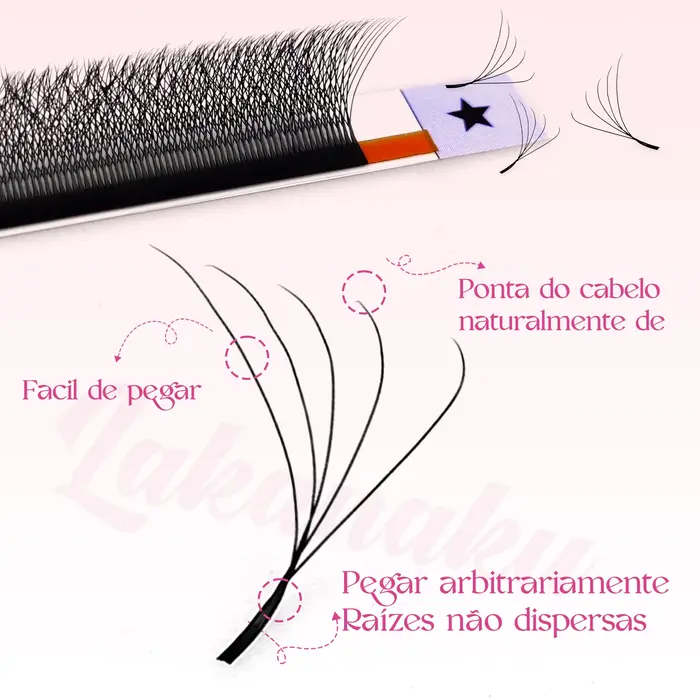 LAKANAKU 5D W Extension de cils Volume ventilateurs 6 plateaux Cilios W forme cils naturel doux maqu