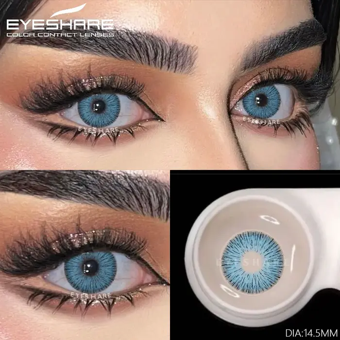 EYESHARE 1 Paire de Lentilles de Contact Colorées pour les Yeux, Lentilles Bleues Naturelles, Lentil