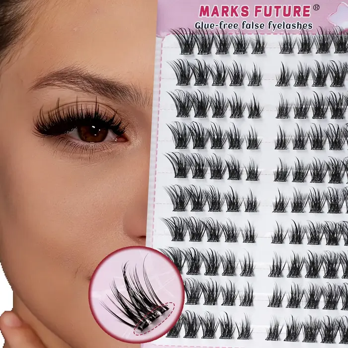 Faux cils autocollants, lot de 100, longueurs mixtes 8-16 mm, style œil de chat et œil de renard, co
