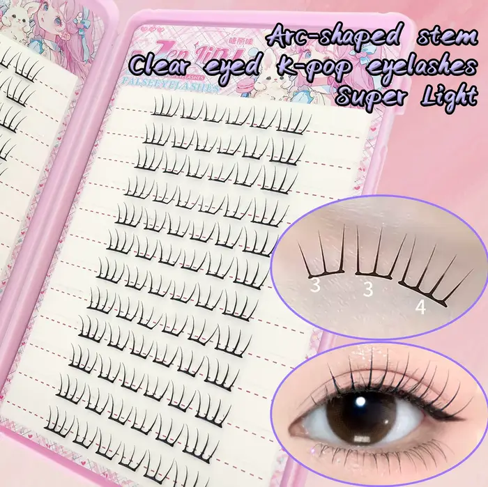 K-pop 2.0 Style faux cils auto-adhésifs aucune colle nécessaire pratique facile à porter à la mode parfait pour le maquillage des yeux de fête quotidienne