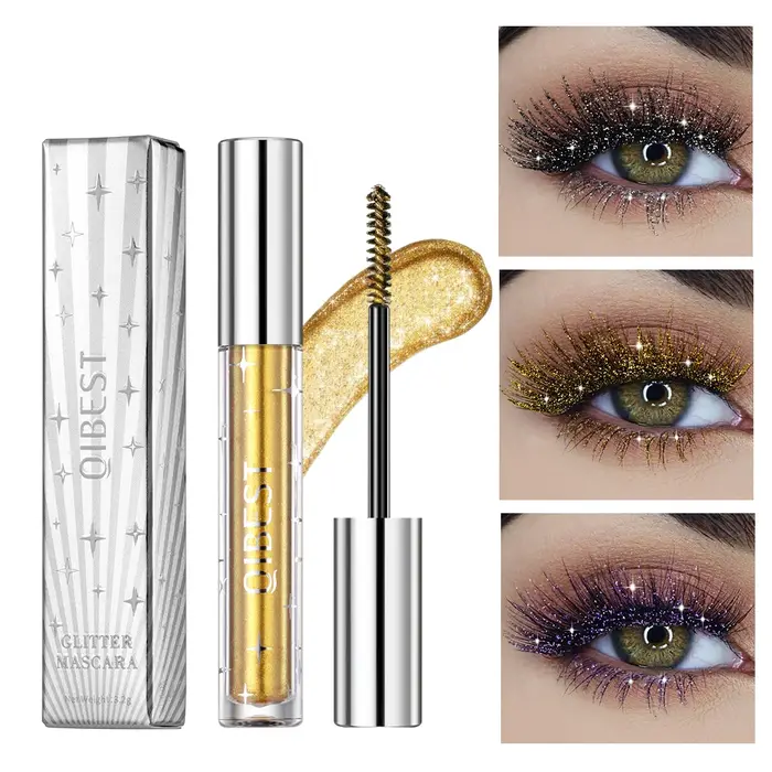 Mascara à paillettes violettes