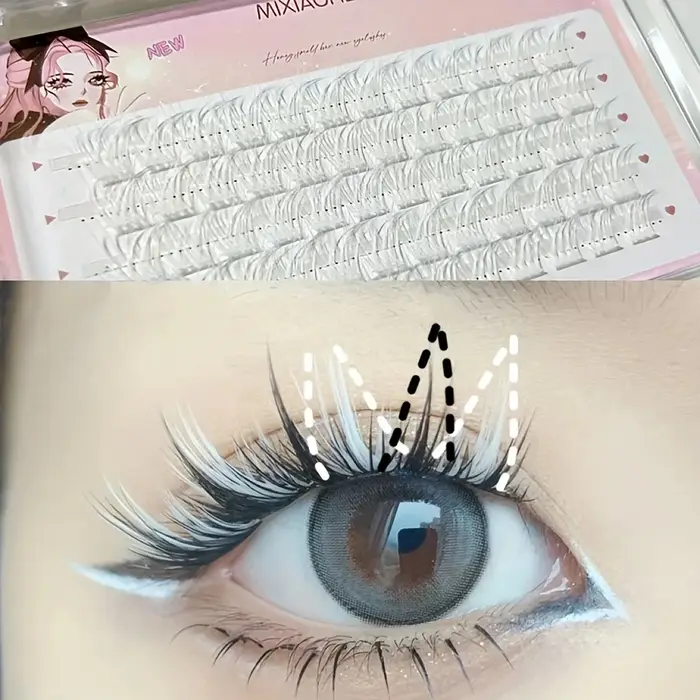 Cils colorés Mixiaohe, 60 bouquets, application facile, style manga naturel pour maquillage de fête,