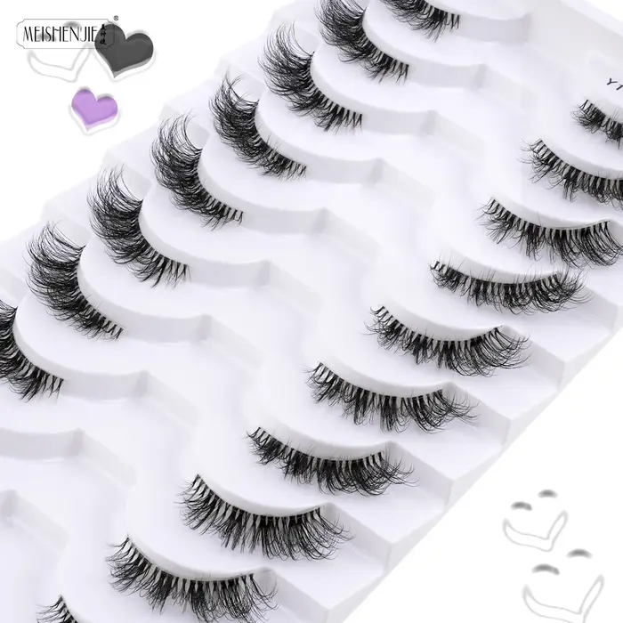 Faux cils 3/6/10 paires demi-cils chat