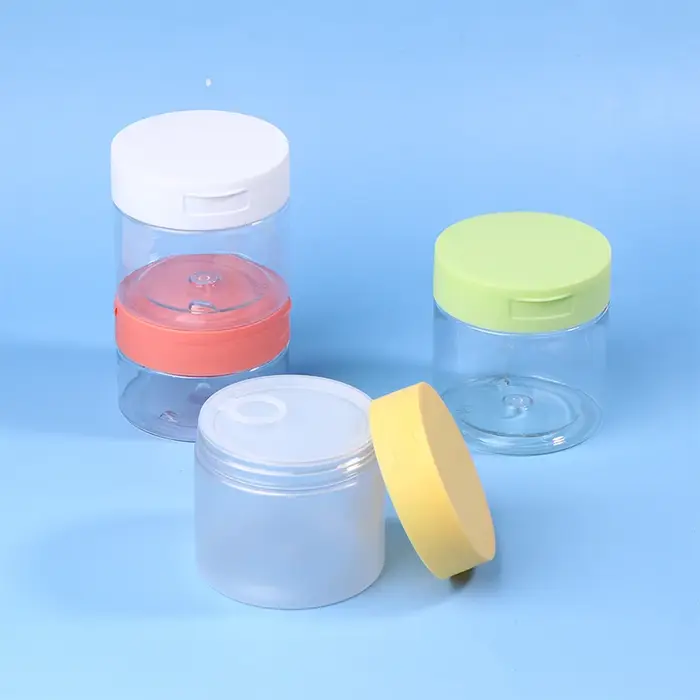 ♡ Pot de 200-350 ml pour démaquillant avec pince à épiler, pots ronds transparents, bouteille vide à large ouverture, flacon à rabat pour rangement de lotion