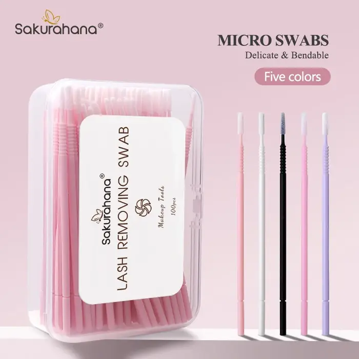 SAKURAHANA 100 pièces microbrosse jetable poignée en spirale Mascara baguettes applicateur cils brosses Extension