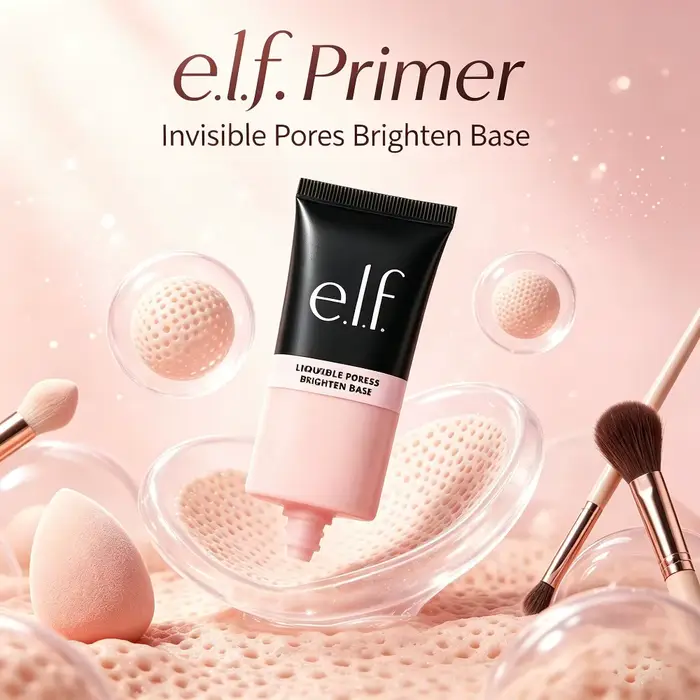 e.l.f. Base de maquillage liquide à texture crème, minimisant les pores, contrôle de l'excès de sébum, pour une peau impeccable.