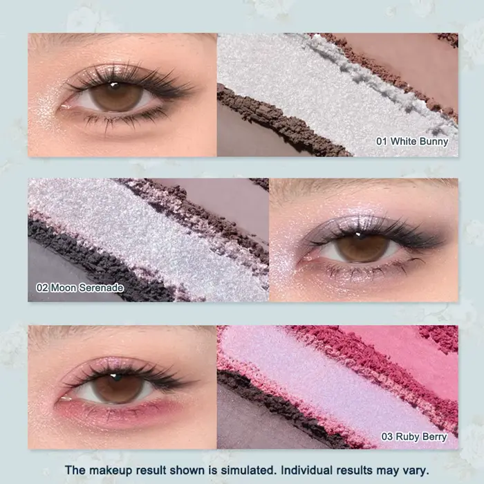 Palette de maquillage Flower Knows Bunny Garden 6 couleurs, blush, illuminateur, thème lapin mignon
