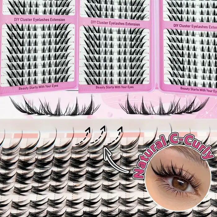 32 rangées de faux cils individuels en forme de C