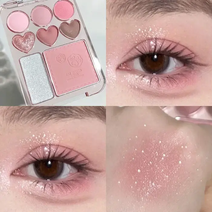 Palette de fards à paupières rose Orange, 8 couleurs, fard à joues pour le visage, surligneurs éclai