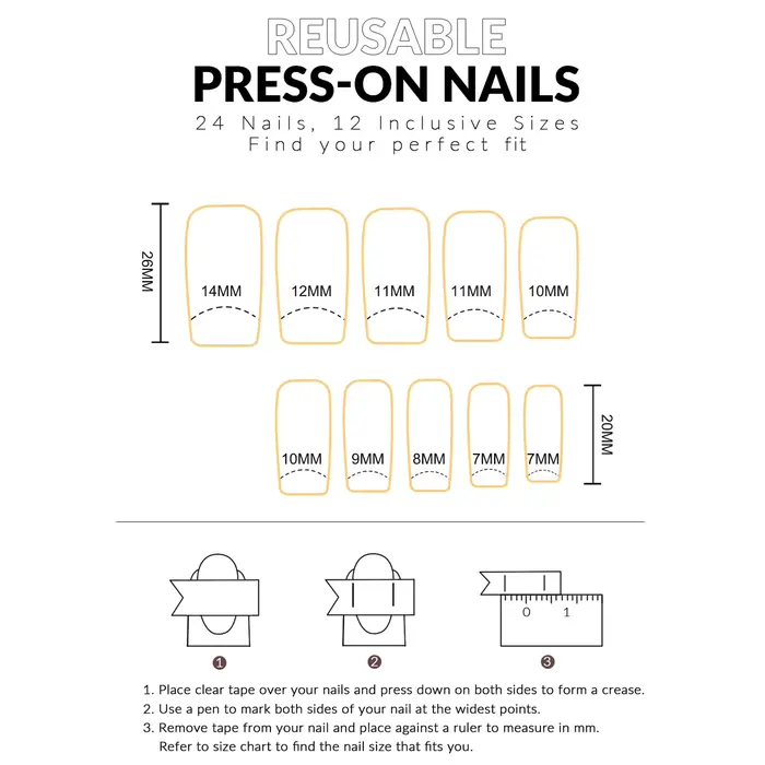 24 faux ongles style Y2K pour filles