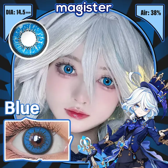 MAGISTER Série Bleue Lentilles de Contact Colorées Iris Bioniques pour des Yeux Plus Expressifs Adaptées au Maquillage Coréen 14.2-14.5mm 6 Mois