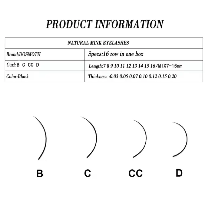 DOSMOTH 40 boîtes 7-16mm cils de vison naturels faits à la main individuels, extension de cils, faux