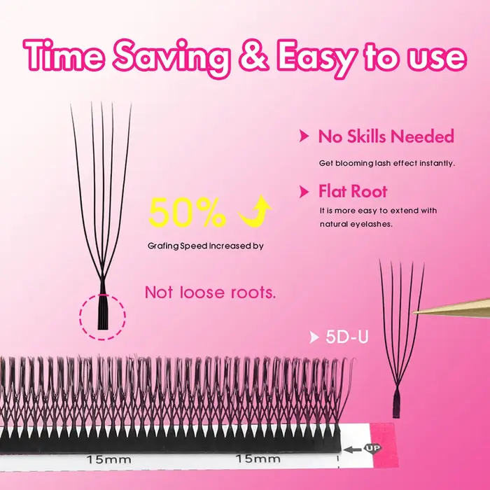 Cils faux MASSCAKU C/D en forme de U 3D/4D/5D/6D/8D/10D Mix 8-15MM