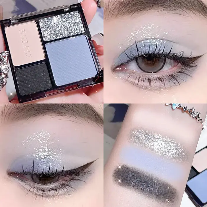 Noir rose fard à paupières poudre douce Cool filles yeux Contours Palette de maquillage coréen quatre couleurs